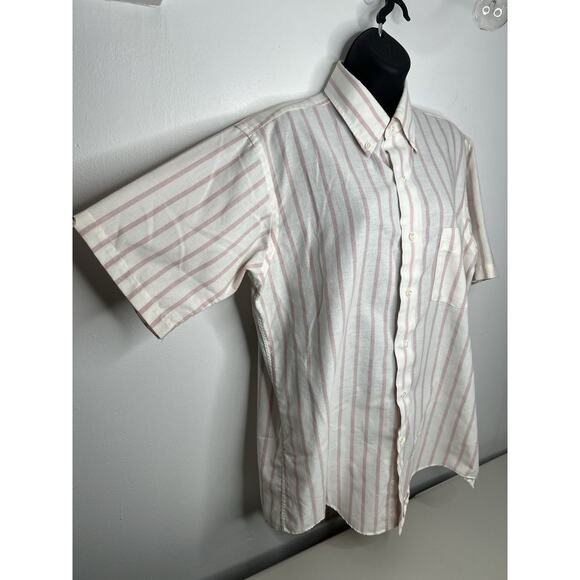 Vintage Sears Roebuck and Co Short Sleeve Mens Button Up Striped Shirt 16 - Picture 3 of 8